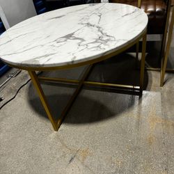 Coffee Table And End Table White With Gold