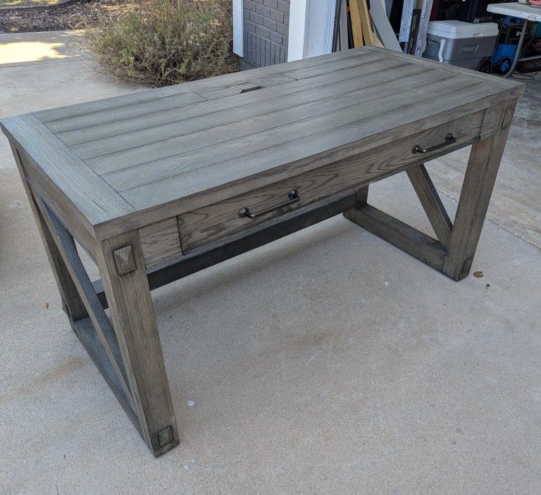 Gray Farmhouse Style Heavy Duty Computer Desk