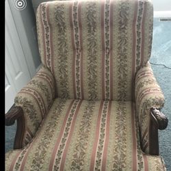 Chair, beautiful, occasional, recently reupholstered and beautiful fabric
