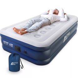 Active Era Tall Twin Air Mattress with Built in Pump & Raised Pillow Elevated...