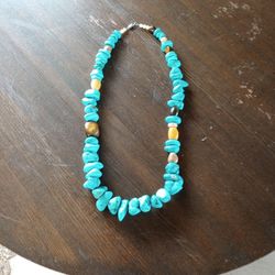 Chunky Turquoise W/ Tiger Eye Necklace.