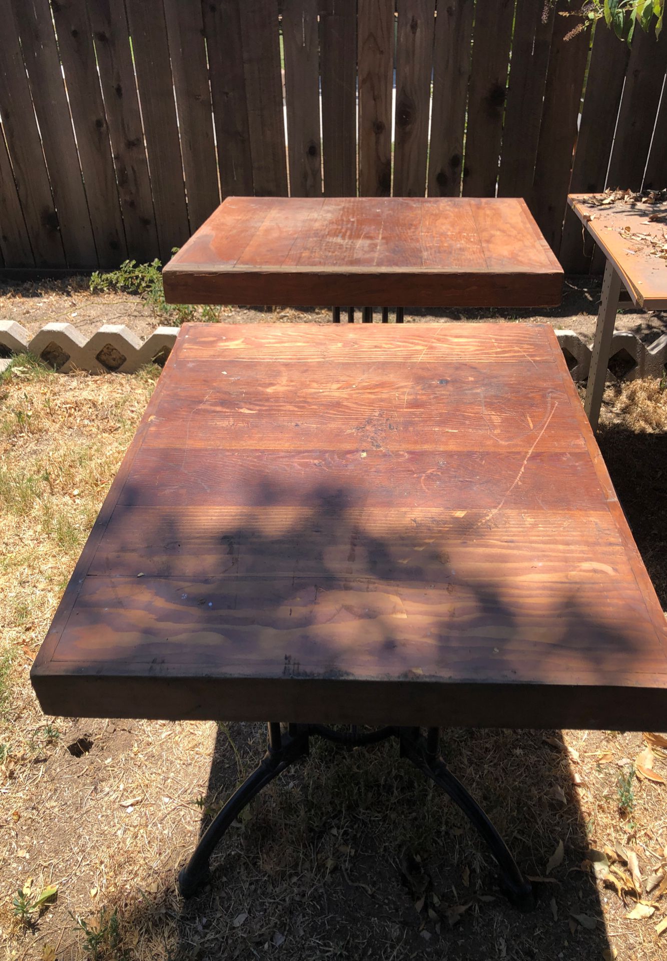Wooden Restaurant tables with nice iron legs