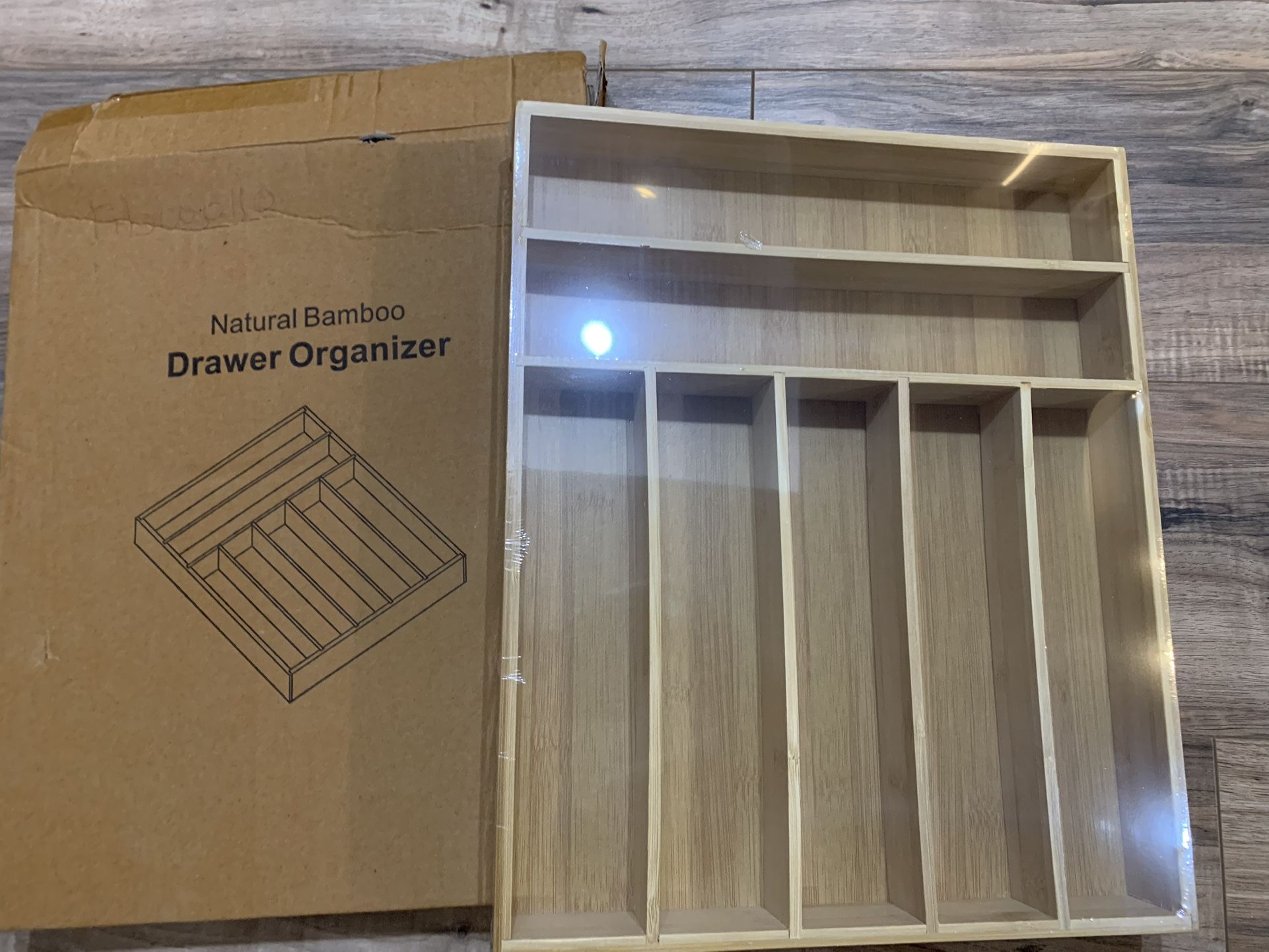 Brand New Sealed Bamboo Utensil Organizer For Drawer