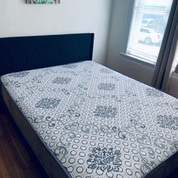 Queen Size Set Bed Frame & Mattress 10” Thick Brand New Delivery Available 