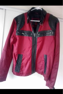 Red and Black Two-Tone Zip-Up Jacket