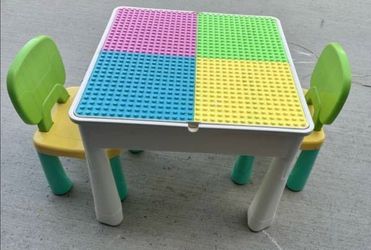 Duplo Lego Table With Storage and Two Chairs