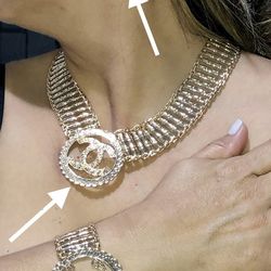 3 pcs set Gold plated jewelry Necklace, Bracelet, Earring.