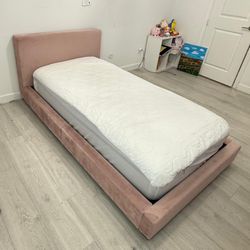 2 Pink Velvet Bed Frame Set 🌸