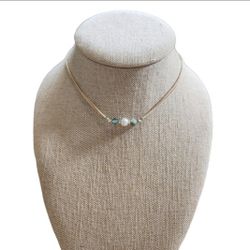 Silver Toned Cream Strand Jade Pearl Beaded Necklace