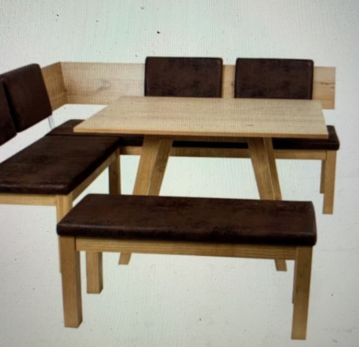 Rustic Dinning Room Corner Table Oak Wood Veneer Finish
