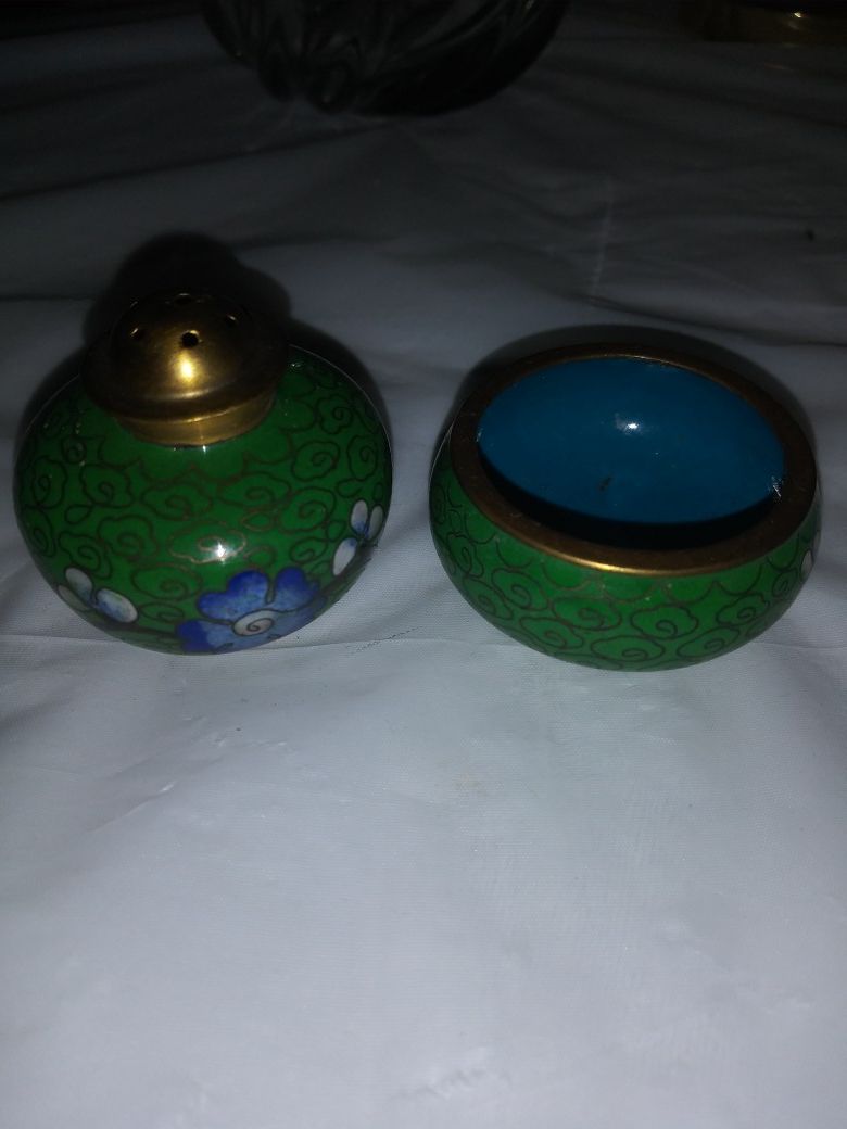 2 piece Stackable Cloissonet Salt & Pepper Cellers