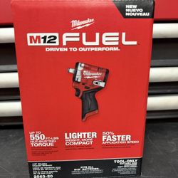 MILWAUKEE M12 FUEL 12V Lithium-Ion Brushless Cordless Stubby 1/2 in. Impact Wrench (Tool-Only)