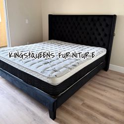 New King Bed Frame With Mattress 