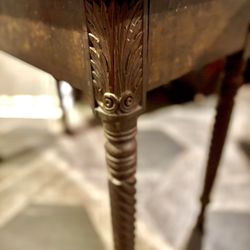 Rare Antique Flip Top Card Table With Amazing Woodwork Details