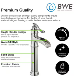 BWE waterfall bathroom faucet with pop-up drain assembly