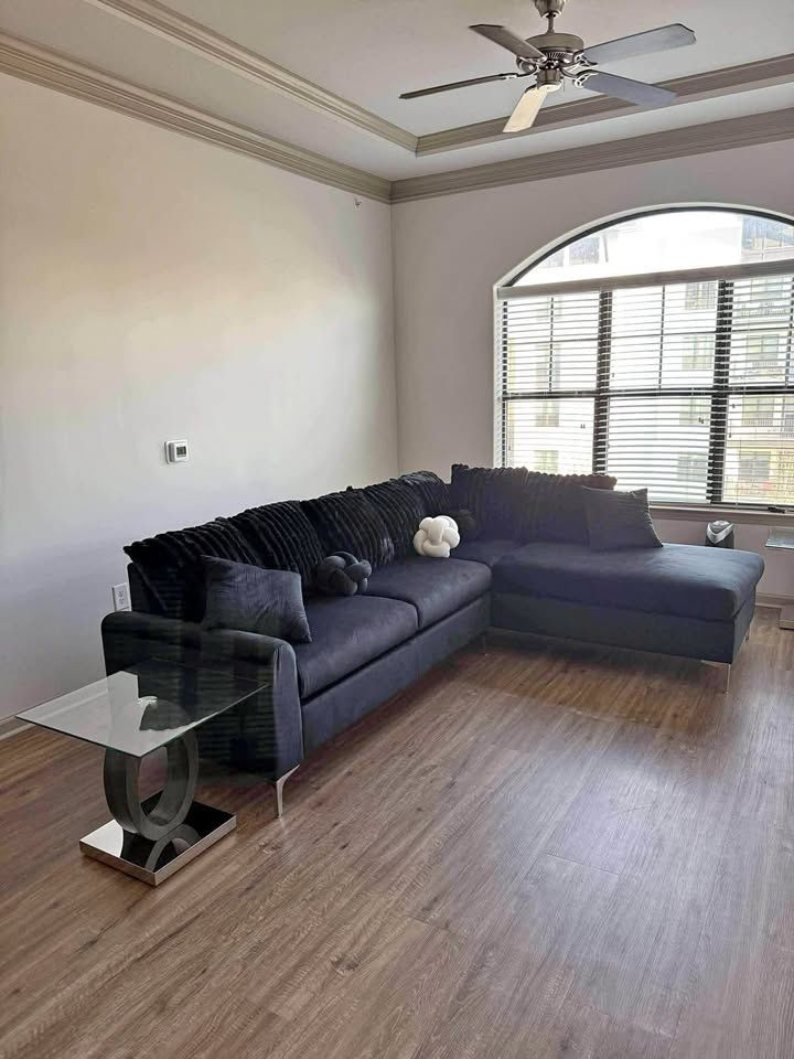 Black & Beige L Shape Sectional Sofa