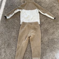 Beige And White Nike Tech Fleece Set