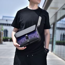 2025 new men’s diamond shoulder bag high-end leather membrane cross-body bag large men’s commuting bag diamond cross-body bag