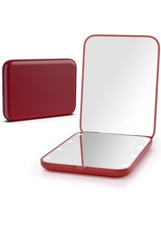 Kintion Pocket Mirror, 1X/3X Magnification LED Compact Travel Makeup Mirror with Light for Purse
