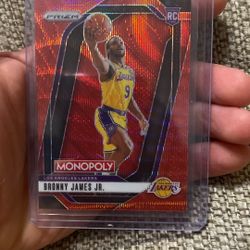 Bronny James Jr Red Wave Monopoly Prizm Rookie 