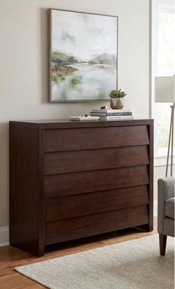 Ethan Allen 5-Drawer Solid Wood Tall Dresser - Espresso