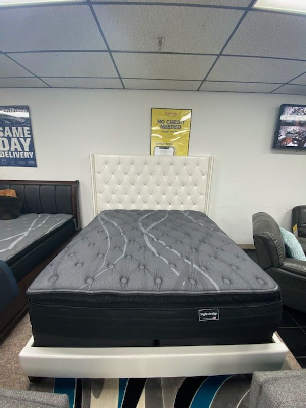 MODERN NEW WHITE QUEEN BED ON SALE ONLY $399. KING BEF $499. IN STOCK SAME DAY DELIVERY 🚚 FINANCING AVAILABLE
