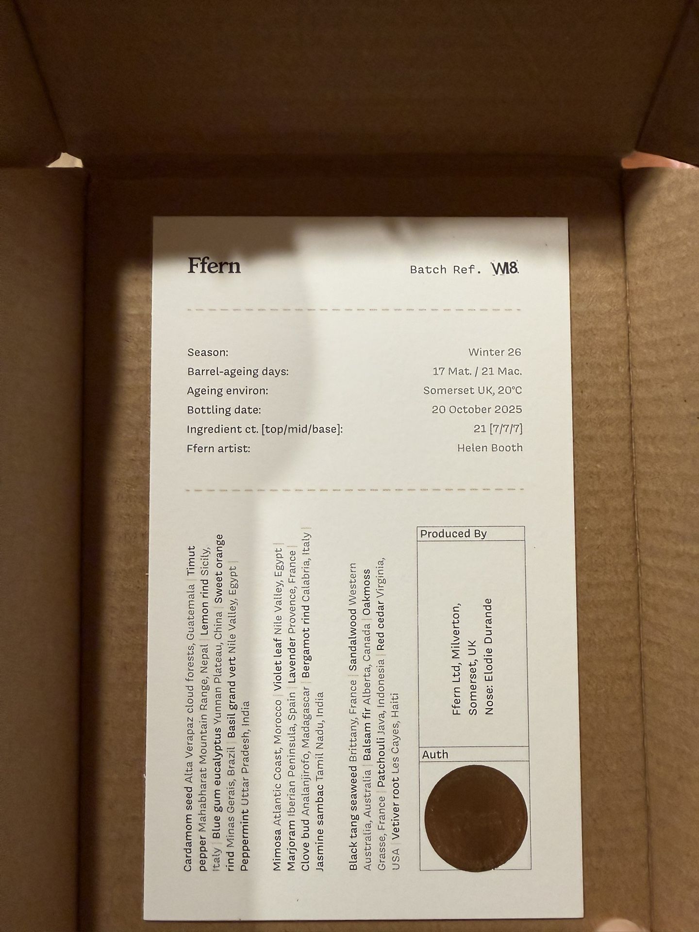 Ffern Winter 2026 Perfume BRAND NEW