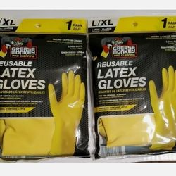 Grease monkey 2 Pair Reusable Latex Gloves L/XL