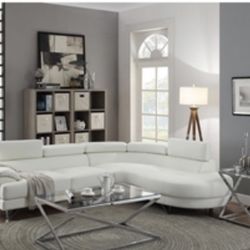 Modern Two Piece White Sectional