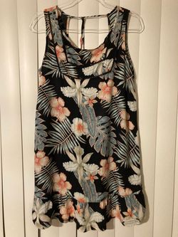 Roxy Women’s Floral Hibiscus Print Dress Swim Cover Up Dress Size Large Flowy