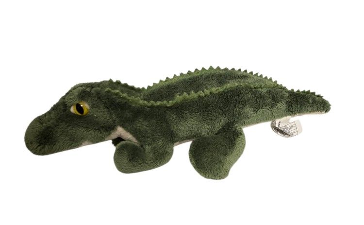 Plush 10 inch alligator with yellow beaded eyes Wildlife Artists