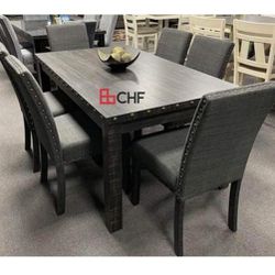 Solid Wood Dining Table Set With 6 Chairs 
