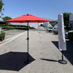 Outdoor 9 Feet Aluminum Market Umbrella with Crank and Push Button Tilt - Include umbrella cover- No Base  