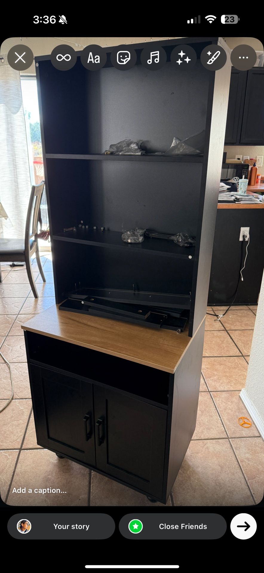 Tv Entertainment Center Black And Solid Wood