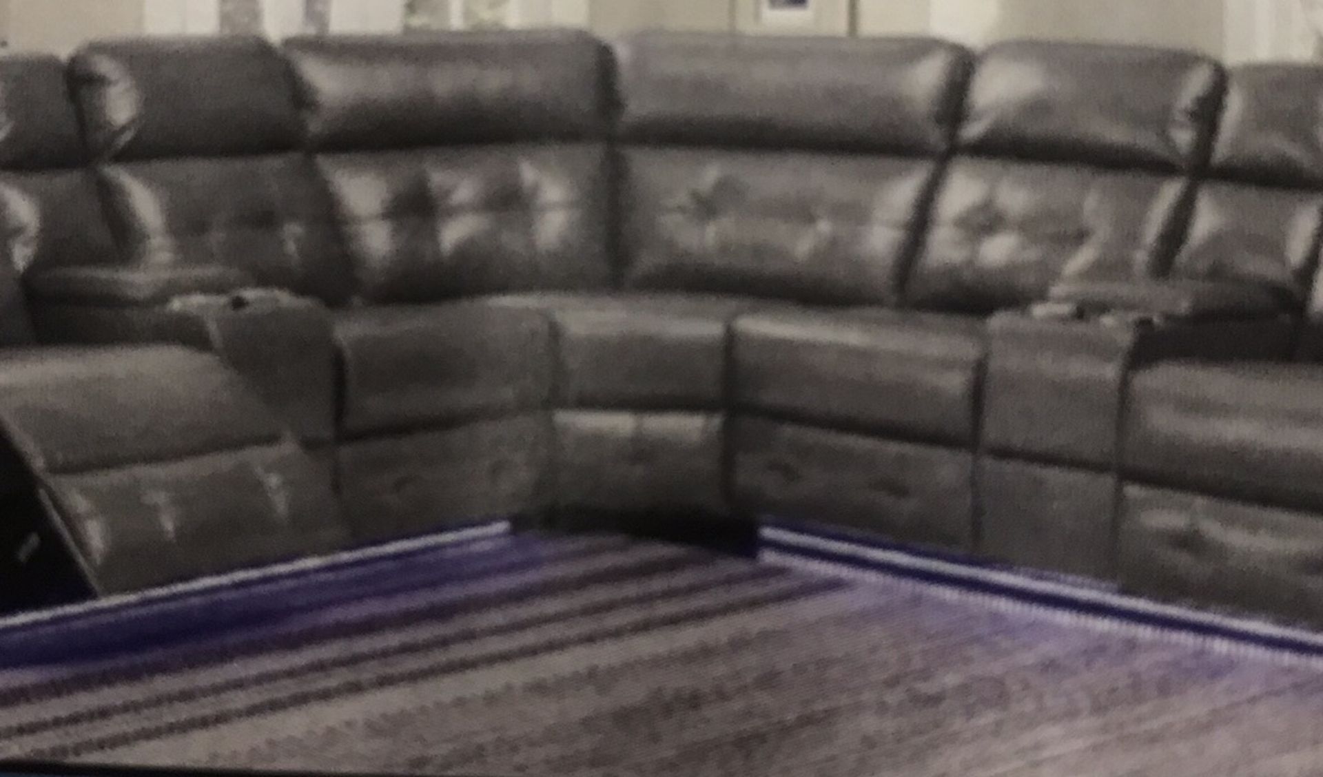 3 Pc Grey Leather Powered Sectional