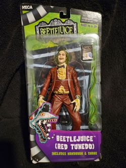 NECA Beetlejuice Red Tuxedo 7” Action Figure Handbook Snake New Sealed