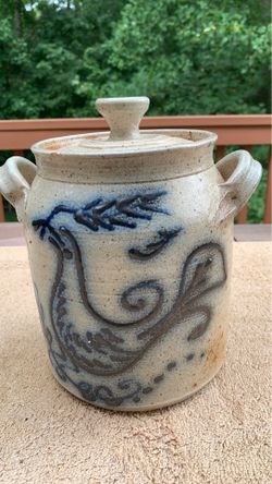 Vintage Handmade Pottery Jar with Lid