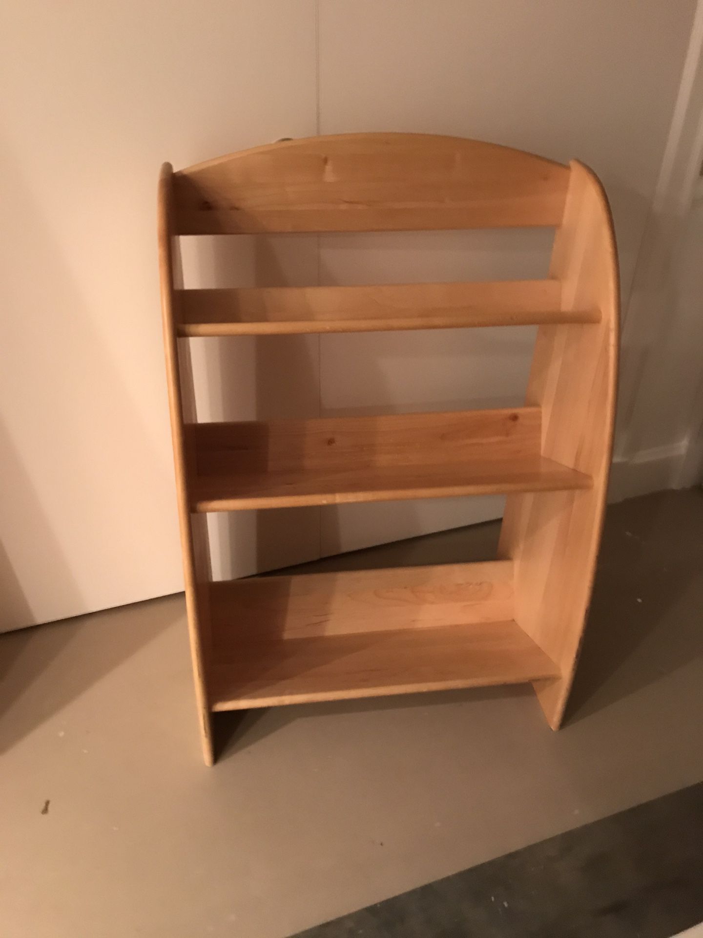 Solid wood bookshelf.