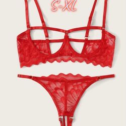 SEXY RED LACE LINGERIE SET