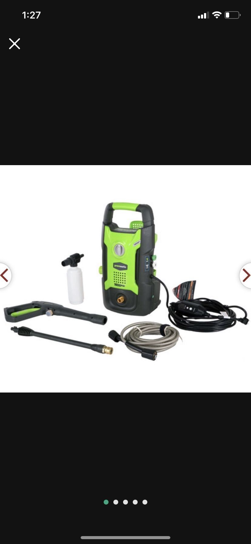 Greenworks 1600 Psi 13 Amp 1.2 GPM Electric Pressure Washer 