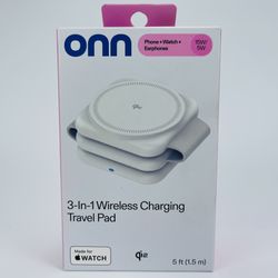 Onn 3 In 1 Wireless Charging Travel Pad Phone | Watch | Earphones Made for Apple
