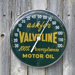 Vintage Original Valvoline Motor Oil Advertising Thermometer Glass Sign 