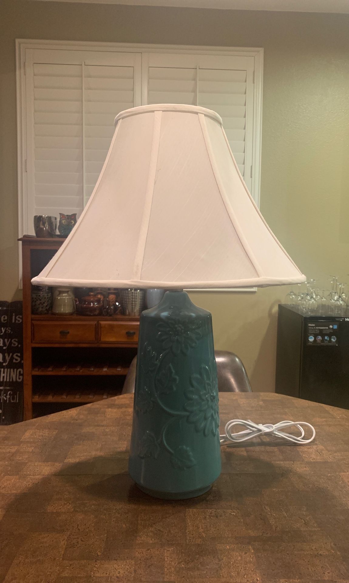 Vintage glass turquoise table lamp