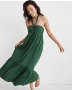 Brand new woman’s Aerie/ American Eagle brand green high low halter maxi sun dress up for sale