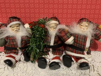 Set of three Small vintage Santa Claus dolls-Christmas decorations