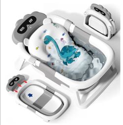 AVIDOR Baby Bathtub,Collapsible Bathtub for Newborn to Toddler with Thermometer Temperature Reading Durable Essential Infant Bath Tub,Portable Travel