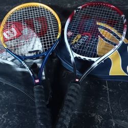 Two Wilson Titanium  tennis rackets w/covers