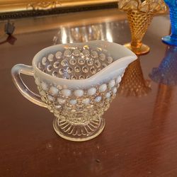 Opalescent Hobnail Glass Creamer