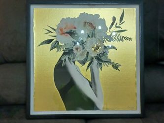 Marmont Hill Gold Foil Floral Crown Art Portrait Framed Wall Decor