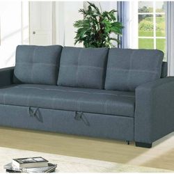 CONVERTIBLE SOFA PICK UP PRICE BLUE GREY POLYFIBER ( LINEN-LIKE FABRIC) ☎️1714586,2564